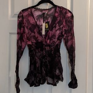 NWT Buffalo XS Shear Ombre Floral long sleeve top
